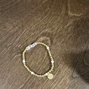 Chic Gold Beaded Bracelet with LOVE Charm